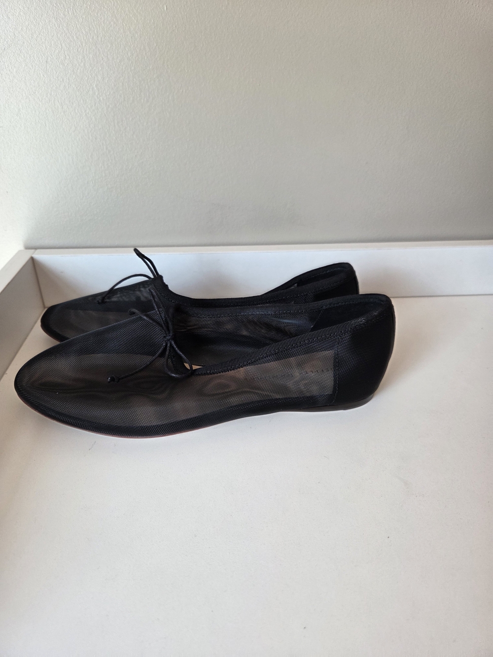 Loeffler Randall Black Sheer Mesh Ballet Flats with Bow - Picture 5 of 12